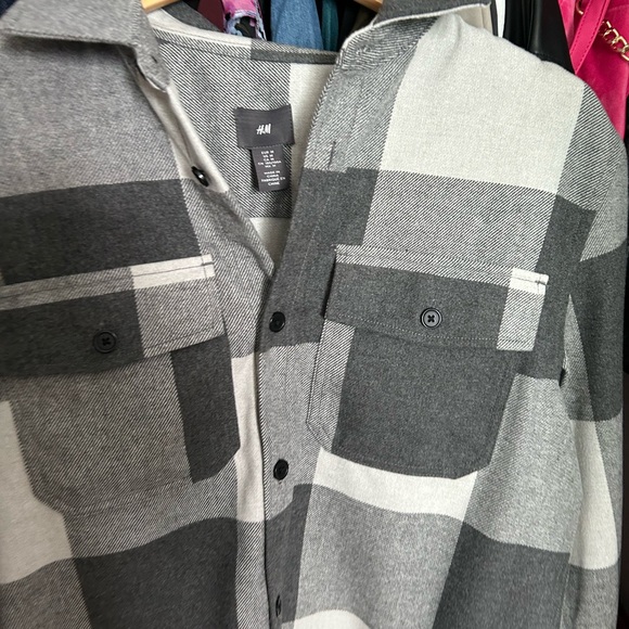 NEW Gray and Black Plaid Shirt - Picture 3 of 4